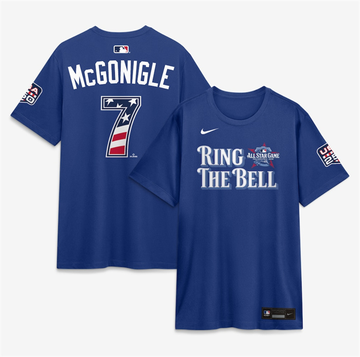 Men's American League #7 Kevin McGonigle Blue 2026 All-Star Game Name & Number T-Shirt